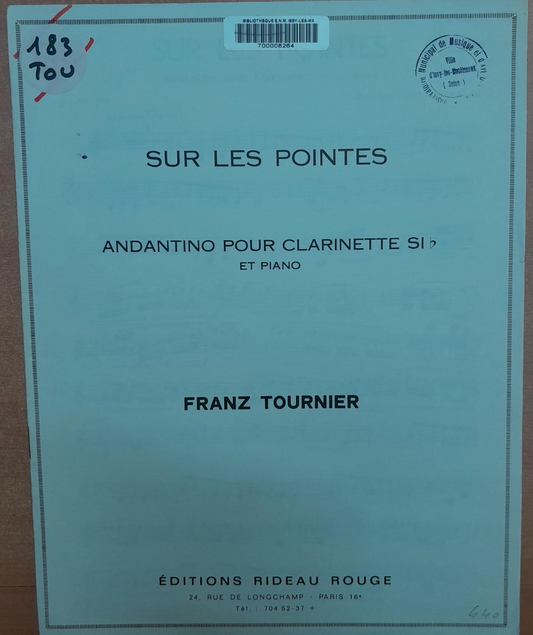 Franz Tournier Andantino pour clarinette en si b et piano-3000 partitions, livres et vinyles d'occasion en vente sur notre site internet gastonmusicclub.fr Gaston Music Store