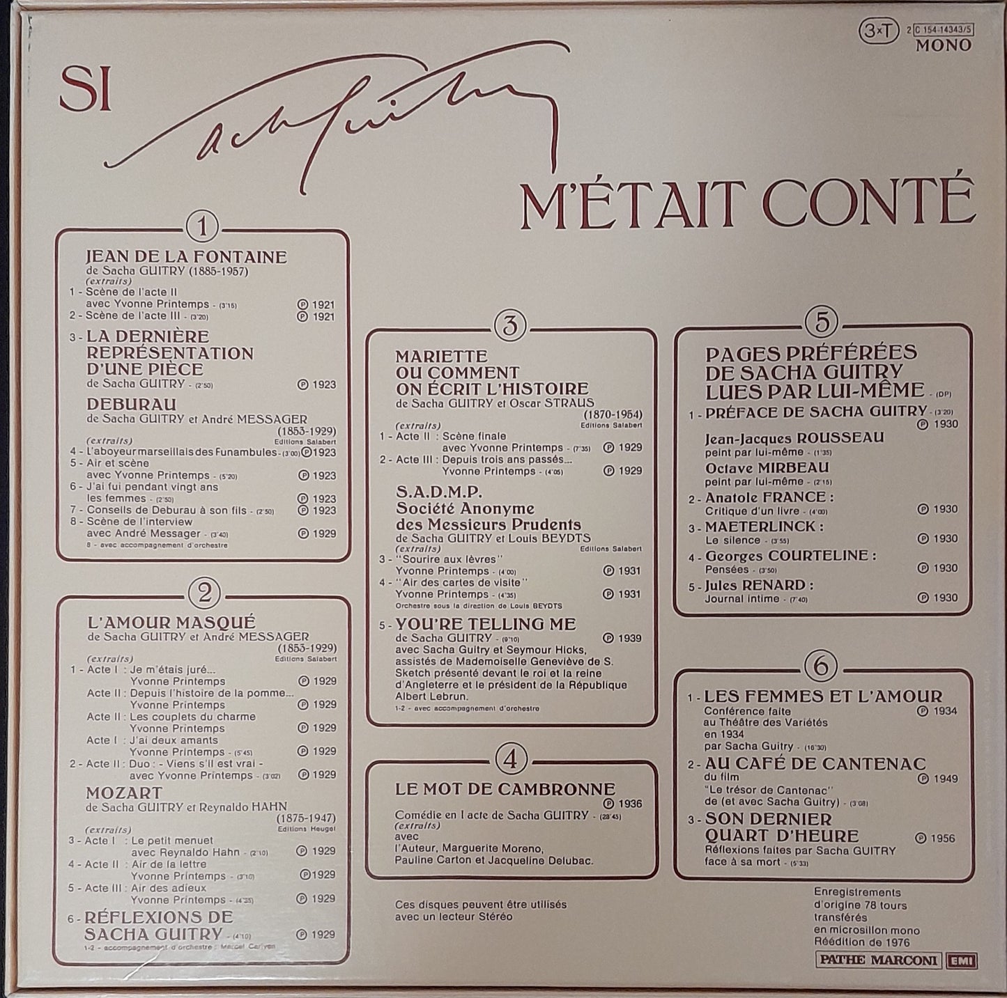 Coffret vinyle Sacha Guitry Si Sacha Guitry m'était conté (3 disques)