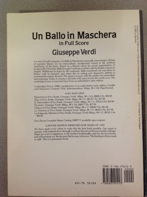 Giuseppe Verdi Un Ballo in maschera conducteur de l'opéra grand format