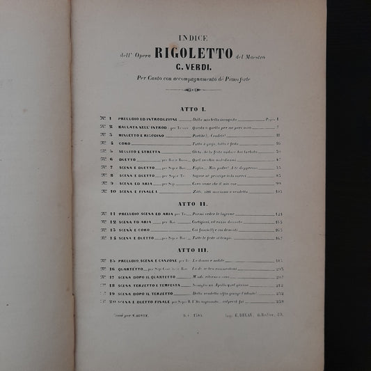 Giuseppe Verdi Rigoletto, paroles en italien réduction piano voix-3000 partitions, livres et vinyles d'occasion en vente sur notre site internet gastonmusicclub.fr Gaston Music Store