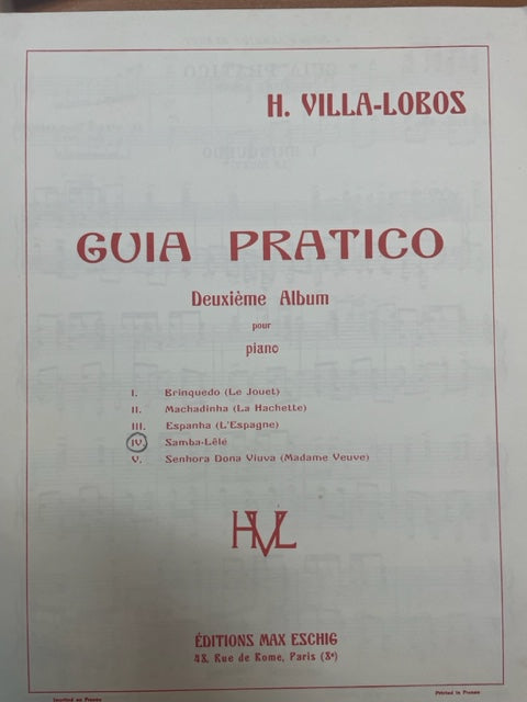 Heitor Villa-Lobos Guia pratico 2e album pour piano - 3000 partitions, livres et vinyles d'occasion  en vente sur notre site internet gastonmusicclub.fr Gaston Music Store