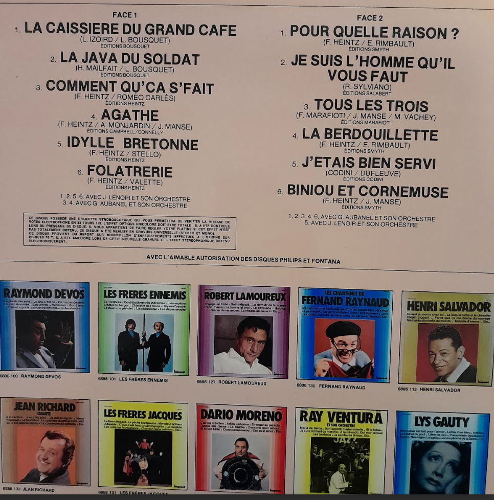 Vinyle 33 tours Fernandel chante