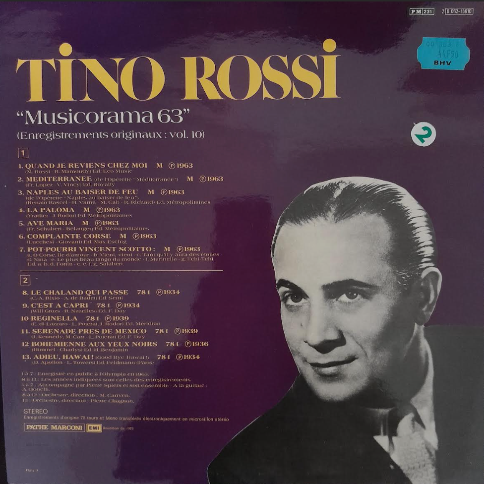 Vinyle 33 tours Tino Rossi Musicorama 63