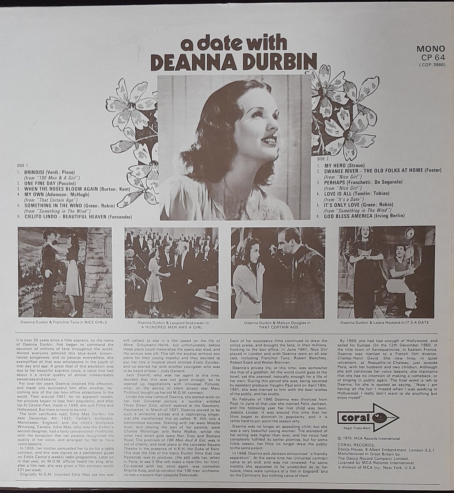 Vinyle A date with Deanna Durbin