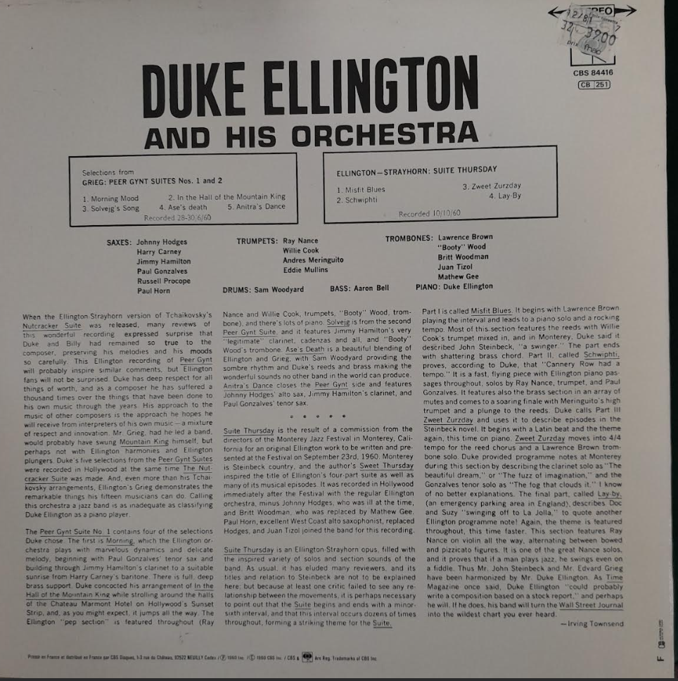 Vinyle Duke Ellington Peer Gynt suites - Suite Thursday