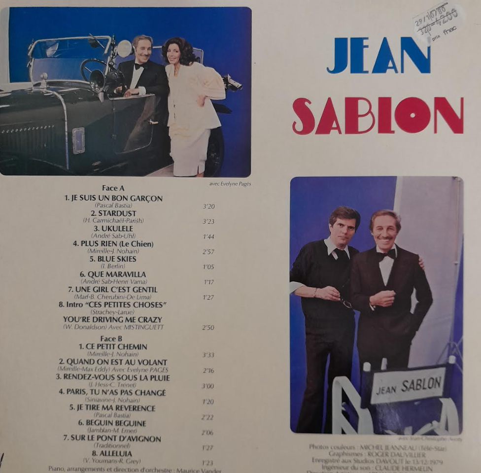 Vinyle Jean Sablon B.O. originale de l'émission de Jean-Christophe Averty