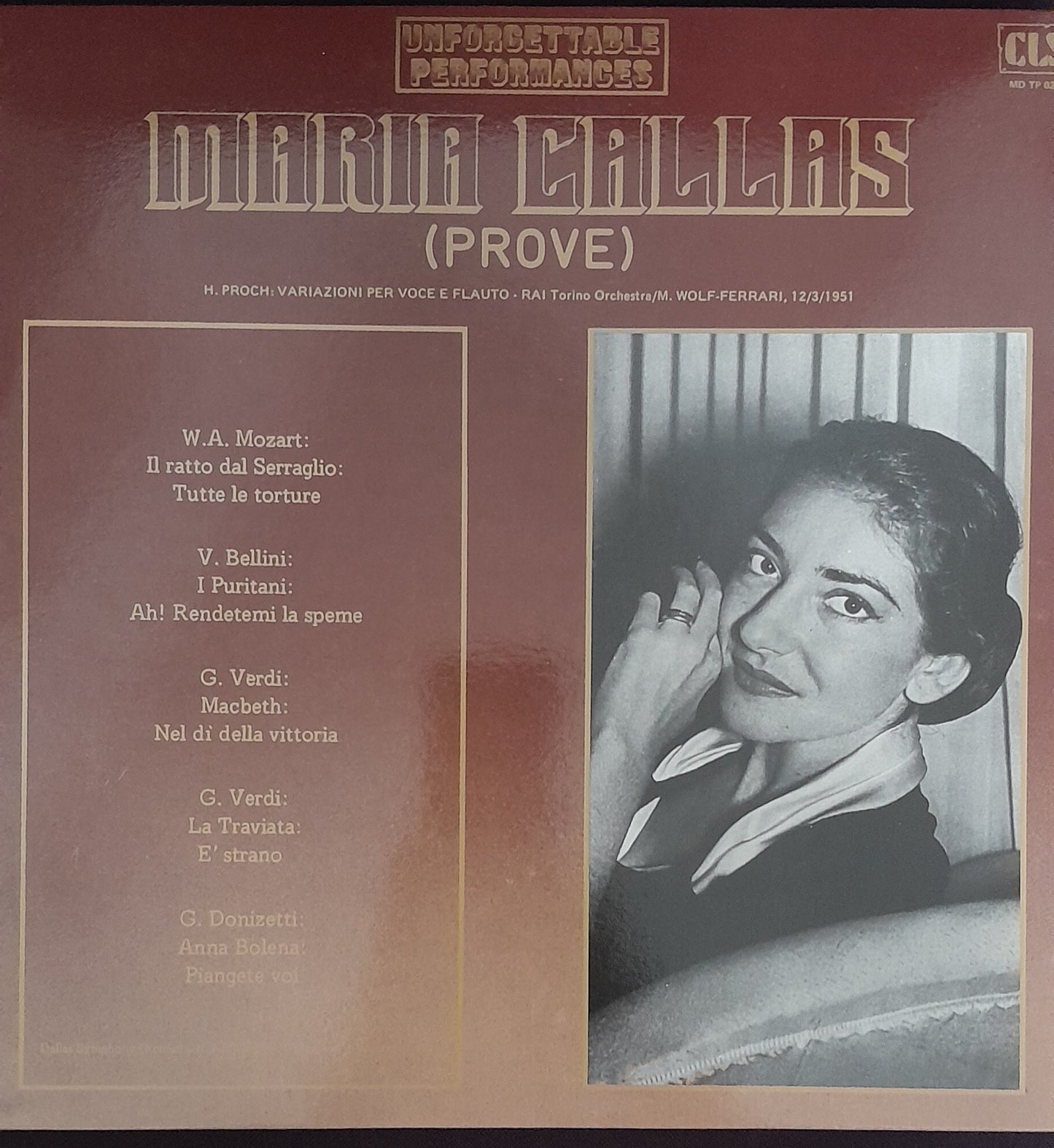Vinyle Maria Callas Unforgettable Performances