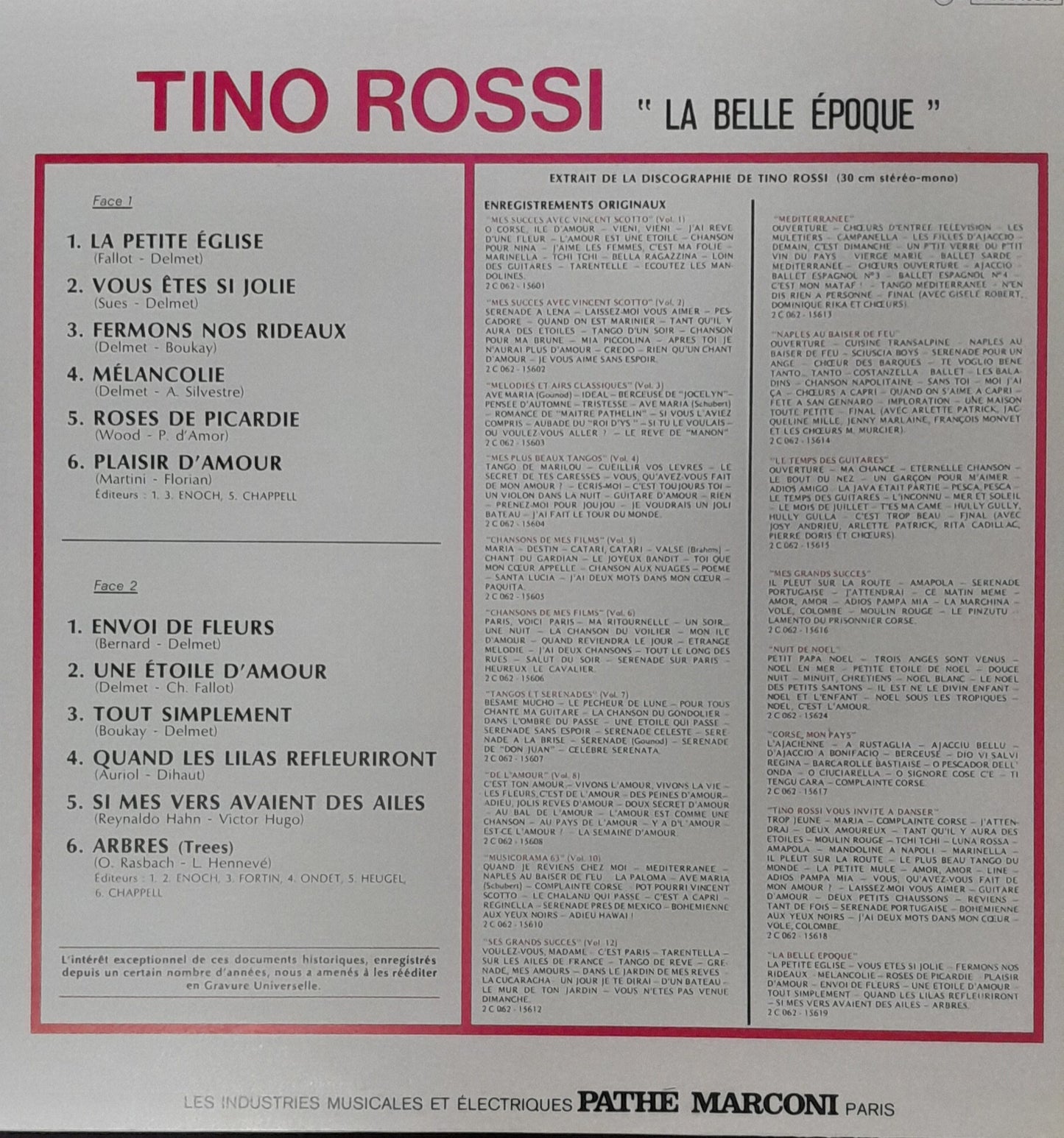 Vinyle Tino Rossi La Belle Epoque