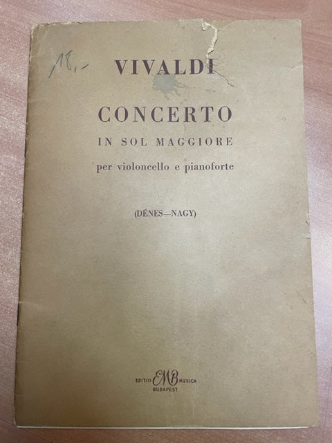 Antonio Vivaldi Concerto in sol maggiore per violoncello e pianoforte- 3000 partitions, livres et vinyles d'occasion  en vente sur notre site internet gastonmusicclub.fr Gaston Music Store