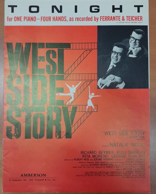 Leonard Bernstein Tonight, extrait de West side Story pour piano à 4 mains - 3000 partitions, livres et vinyles d'occasion  en vente sur notre site internet gastonmusicclub.fr Gaston Music Store