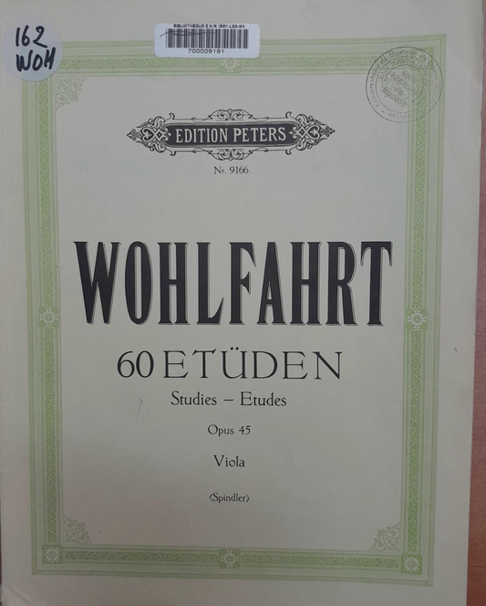 Franz Wohlfart 60 Etudes opus 45 pour alto-3000 partitions, livres et vinyles d'occasion en vente sur notre site internet gastonmusicclub.fr Gaston Music Store