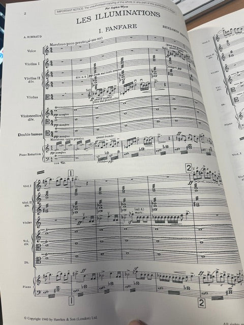 Works for voice and chamber orchestra musique d'ensemble conducteur de Benjamin Britten