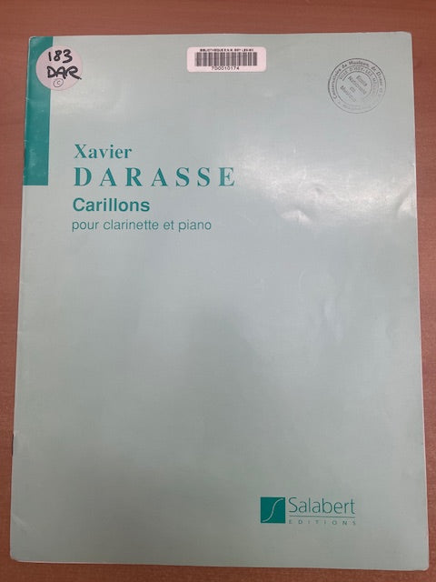 Xavier Darasse Carillons pour clarinette et piano-3000 partitions, livres et vinyles d'occasion en vente sur notre site internet gastonmusicclub.fr Gaston Music Store