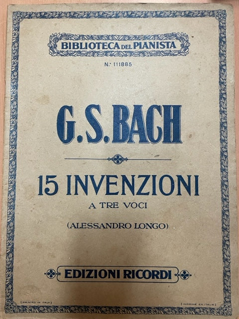 J.S Bach 15 invenzioni à tre voci partition orgue