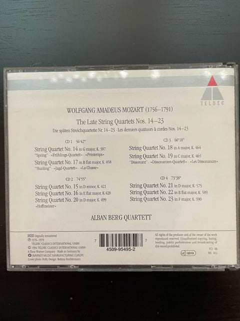 4 CD Mozart Les derniers quatuors à cordes n° 14 - 23 Alban Berg Quartett