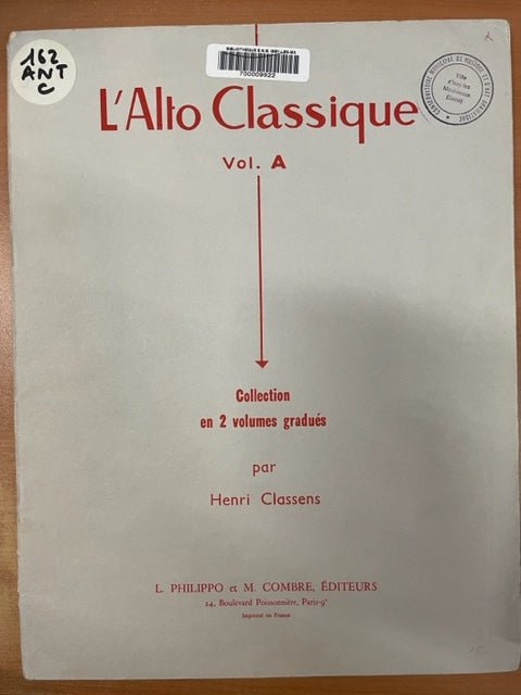 L'alto classique vol A Collection Henri Classens