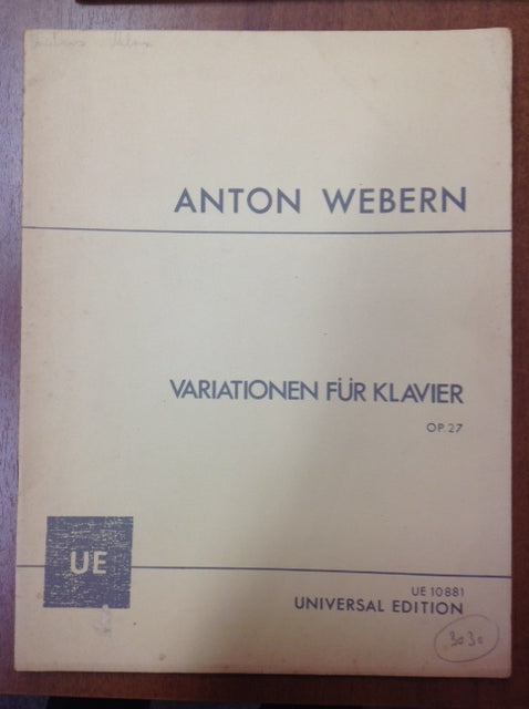 Anton Webern Variationen für Klavier opus 27 partition piano