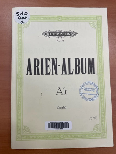 Arien Album - Partition pour voix Alto et piano aux éditions Peters