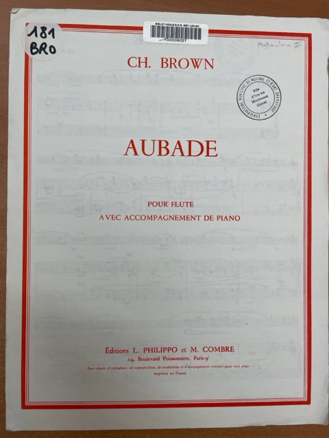 Charles Brown Aubade partition pour flute et piano