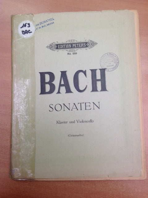 Bach J.S. Sonates et partition pour violoncelle et piano