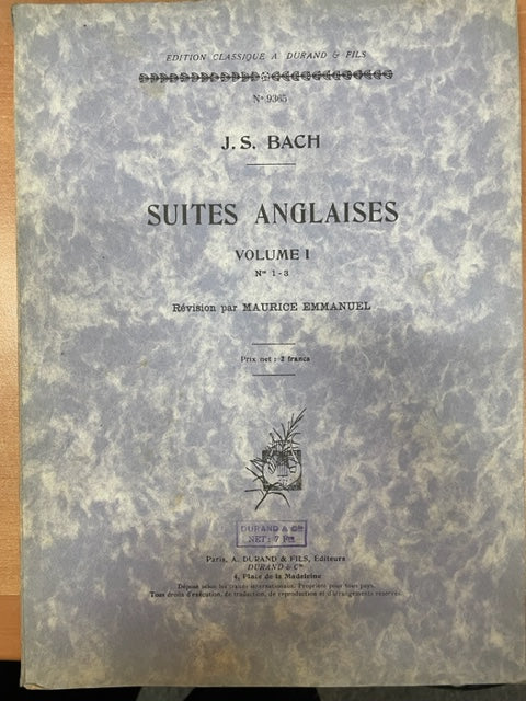 J.S Bach Suites anglaises volume 1 partition piano