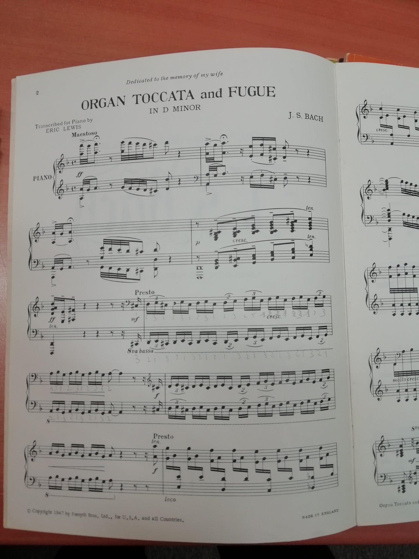 Bach J.S. Toccata and fugue in D minor partition piano