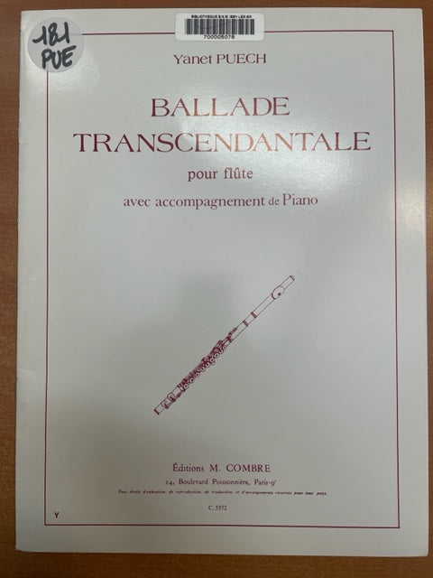 Yanet Puech Ballade transcendante partition pour flute et piano