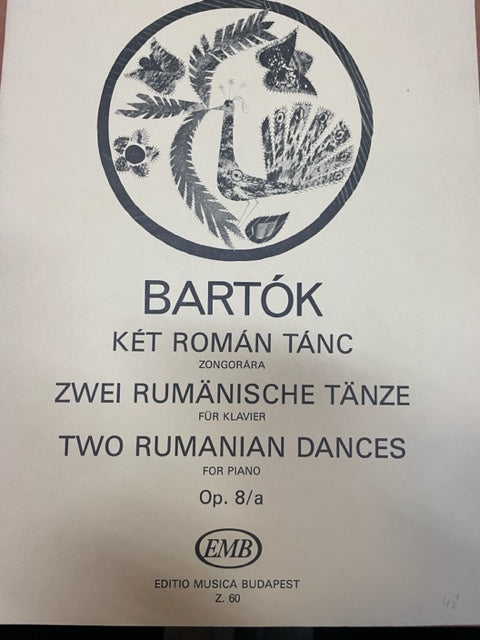 Bartok Bela 2 Rumanian dances opus 8a partition piano