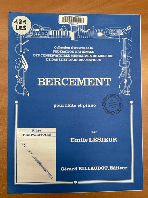 Emile Lesieur Bercement partition pour flute et piano