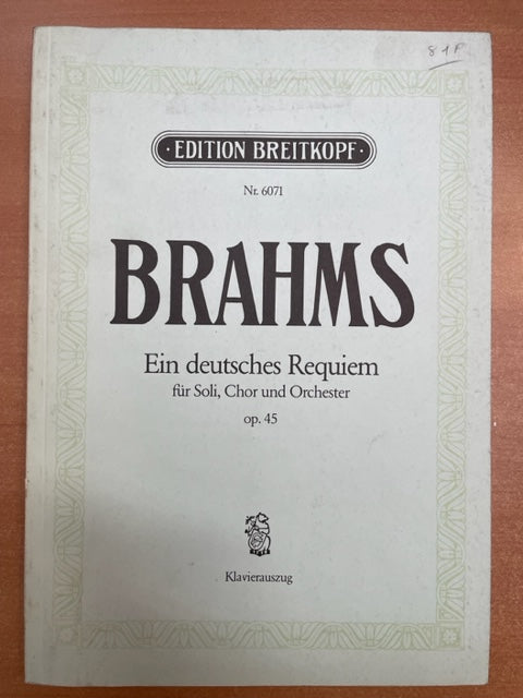 Brahms Johannes Requiem allemand op. 45 Partitions Chœur et piano