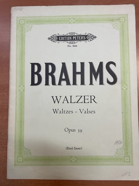 Johannes Brahms Valses opus 39 partition piano