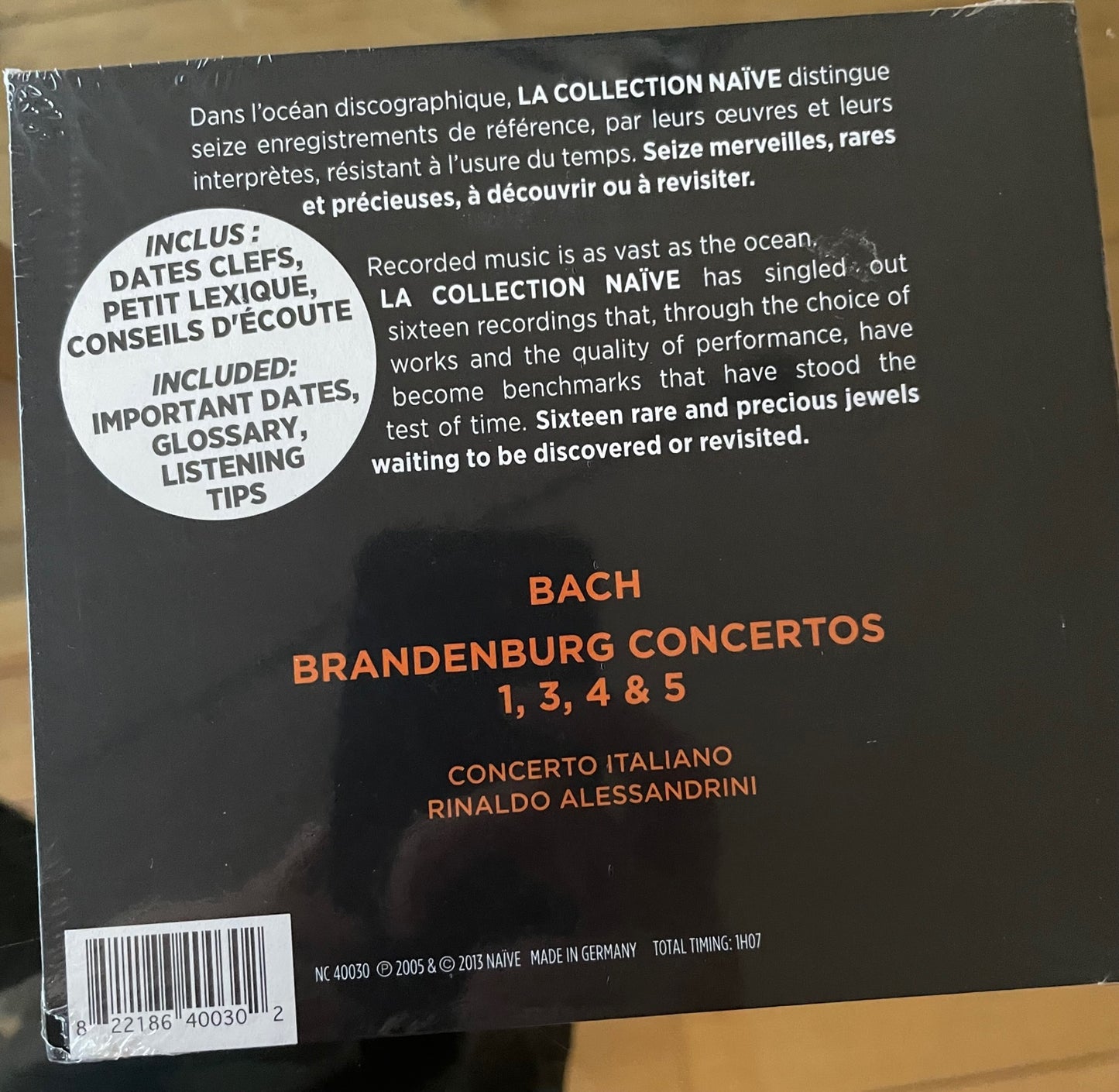 CD J.S Bach Concertos Brandebourgeois sous la direction de Rinaldo Alessandrini