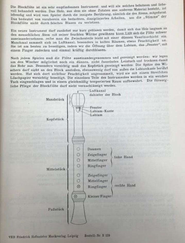 Linde Hoffer Von Winterfeld Méthode de Flute à bec