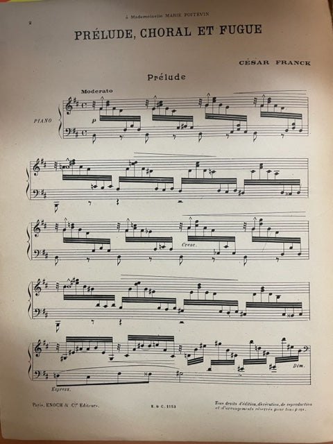 César Franck Prelude, choral et fugue partition piano