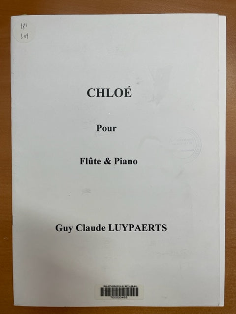 Guy Claude Luypaerts Chloé partition pour flûte et piano