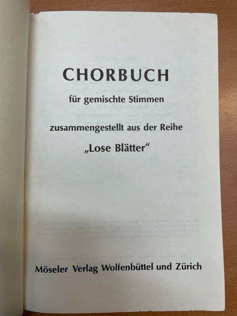 The choral book of the series "Lose Blaetter" partition pour choeur