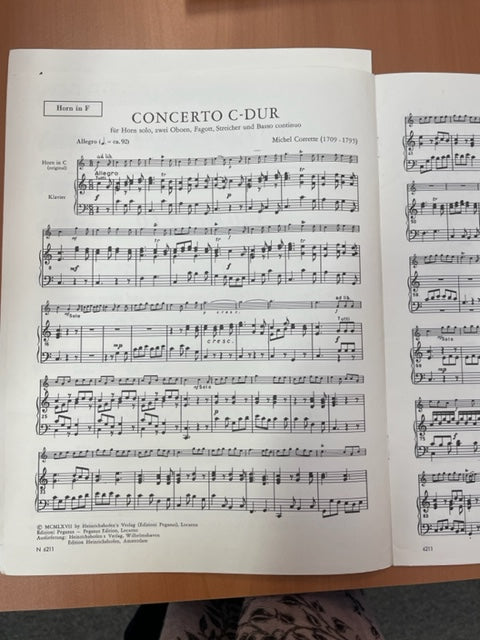 Corrette Michel Concerto en Ut majeur "La Choisy" pour cor en mib transcrit pour Cor et piano