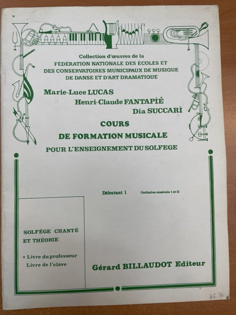 Cours de formation musicale pour l'enseignement du solfege, debutant 1, LIVRE DU PROFESSEUR