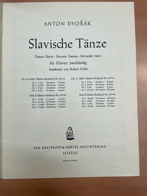 DVORAK Anton Danses slaves op. 46 vol 1 partition piano