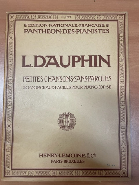 Dauphin Petites chansons sans paroles op. 51 partition piano