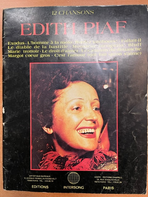 Edith Piaf Edith 12 chansons partition piano voix  - 3000 partitions, livres et vinyles d'occasion  en vente sur notre site internet gastonmusicclub.fr Gaston Music Store