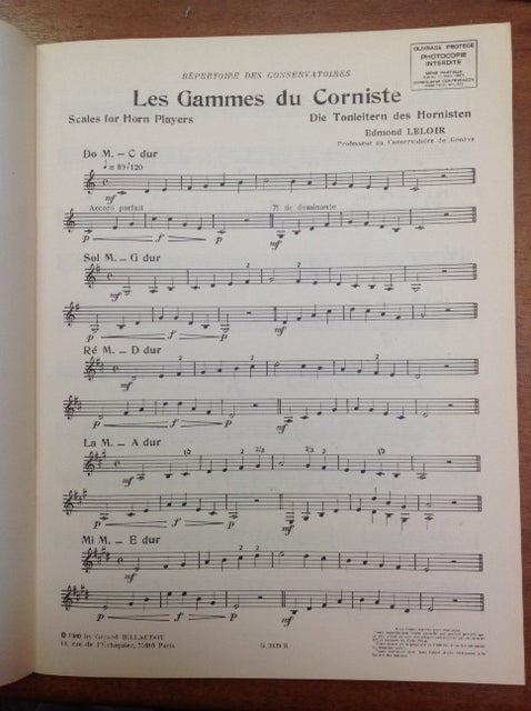 Edmond Leloir Les gammes du corniste