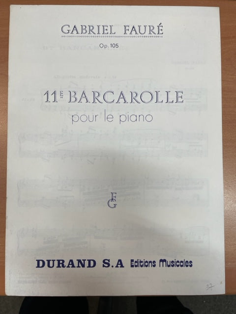 Fauré Gabriel 11e barcarolle partition piano