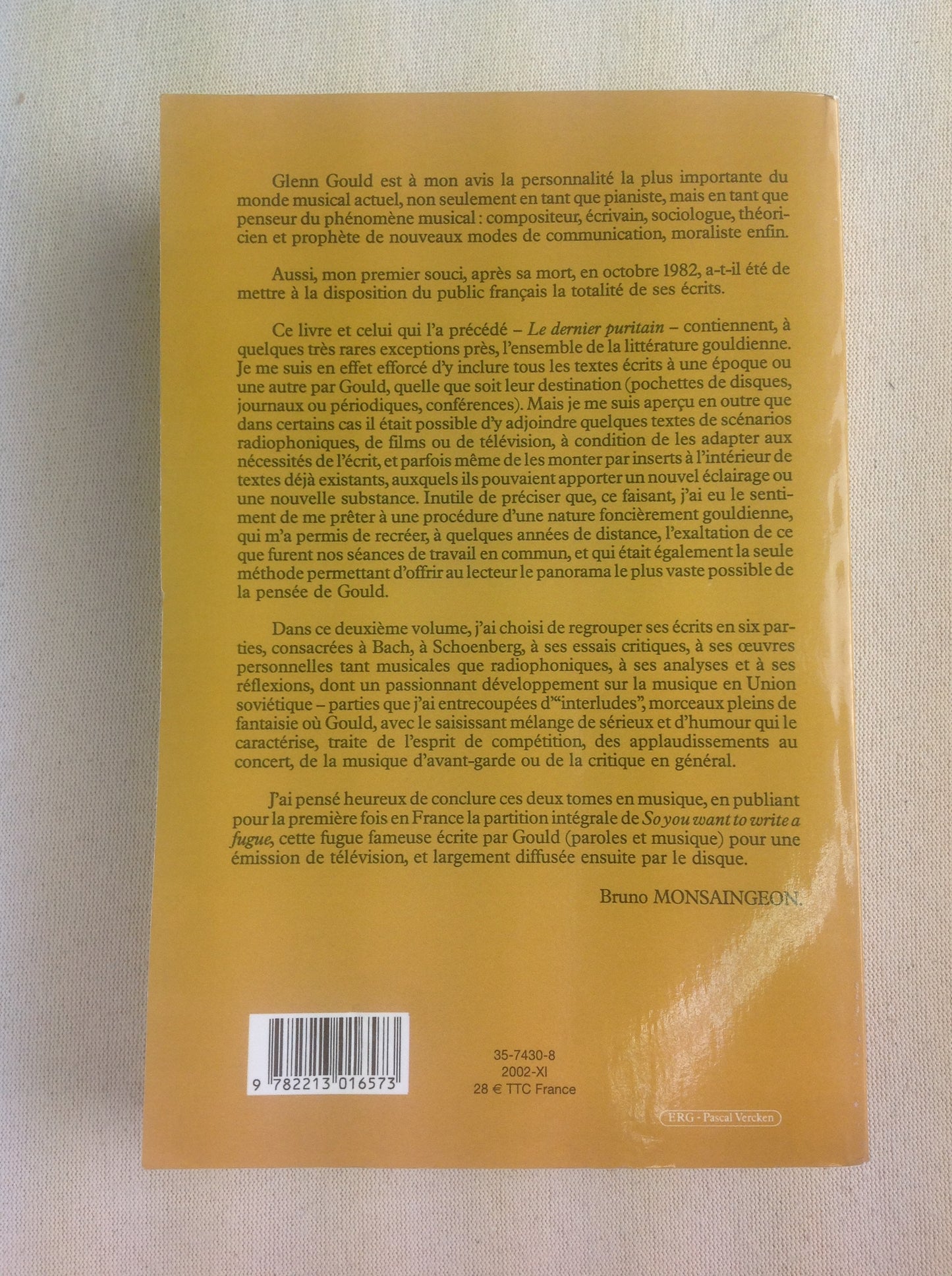 Le dernier puritain livre de Glenn Gould- 3000 partitions, livres et vinyles d'occasion  en vente sur notre site internet gastonmusicclub.fr Gaston Music Store