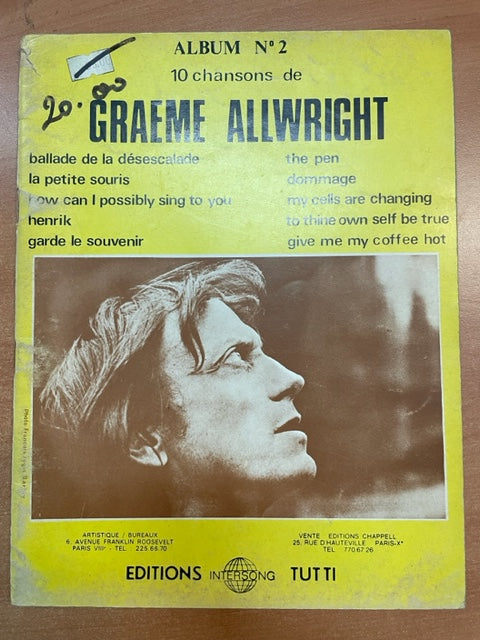 Allwright Graeme Album n° 2 - 10 chansons partition piano voix guitare