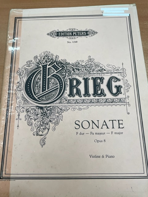 Edward Grieg Sonate en fa majeur pour violon et piano Opus 8