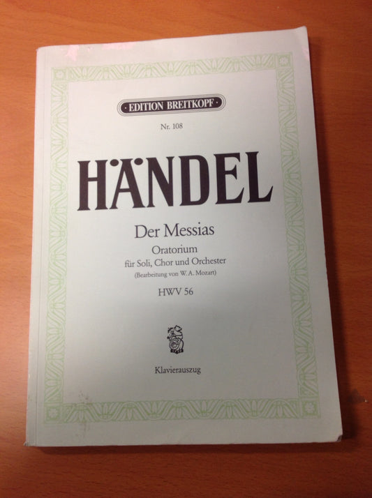 Handel Der Messias Oratorium HWV56 partition pour chant et piano