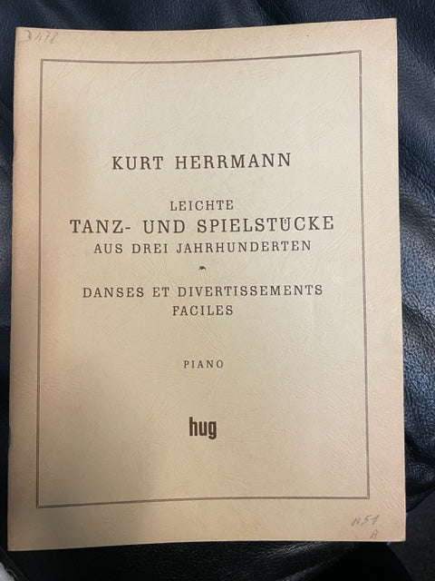 Hermann kurt danses et divertissements faciles partition piano