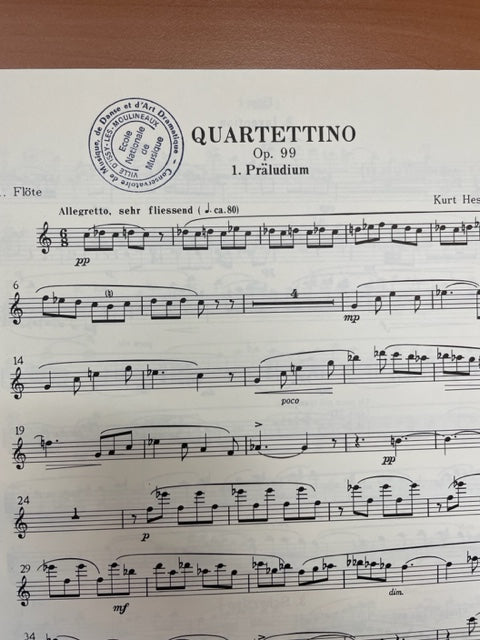 Kurt Hessenberg Quartettino op. 99 Partition pour 4 flutes et piano