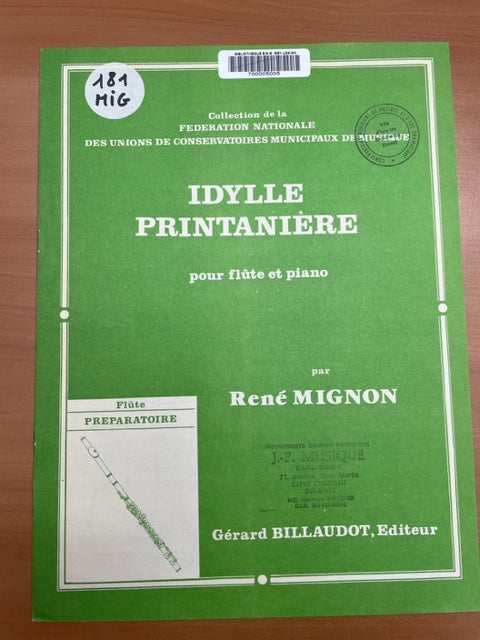 René Mignon Idylle printanière partition pour flute et piano